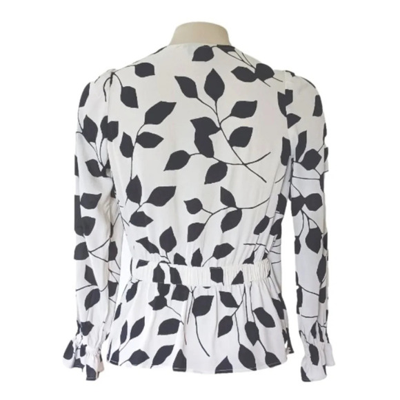 Talbots Leaf Print Wrap Top   Petite - Picture 4 of 8